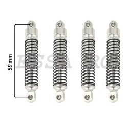 Set of 4 Aluminum Shock Absorbers for RC Crawlers - Premium Upgrade Parts (Silver - 59mm)