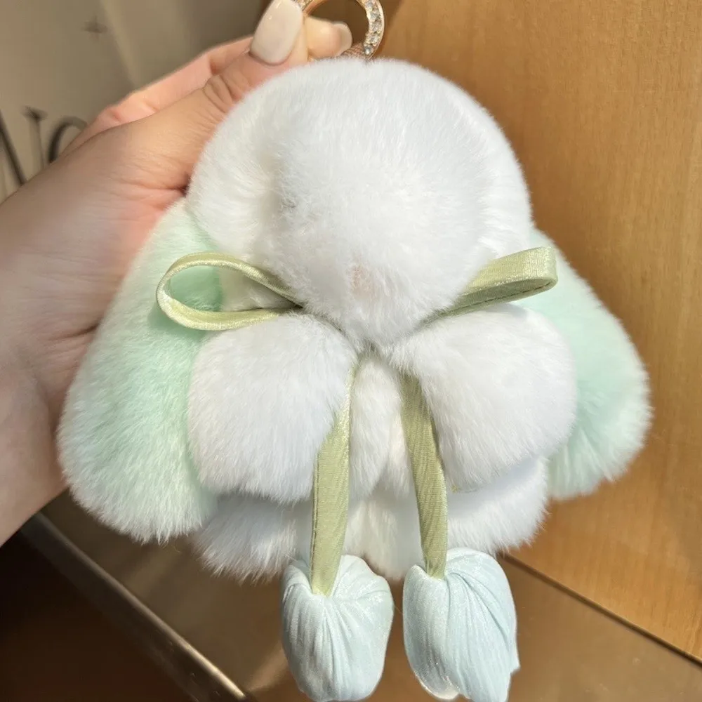 부드러운 인조 토끼털 토끼 키체인 폼폼 장식품 토끼 열쇠고리 푹신한 폼폼 쥬얼리 선물