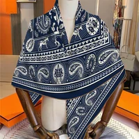 30% Silk 70% Cashmere Scarf Designer Luxury Pashmina Shawls for Women Square Hand Rolled Edges Stole Blanket Big Poncho 135CM - Image 2