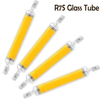 고출력 LED COB 유리 튜브 전구, R7S, 78mm, 118mm 옥수수 램프, J118, J78, 할로겐 교체 조명, AC 110V, 220V