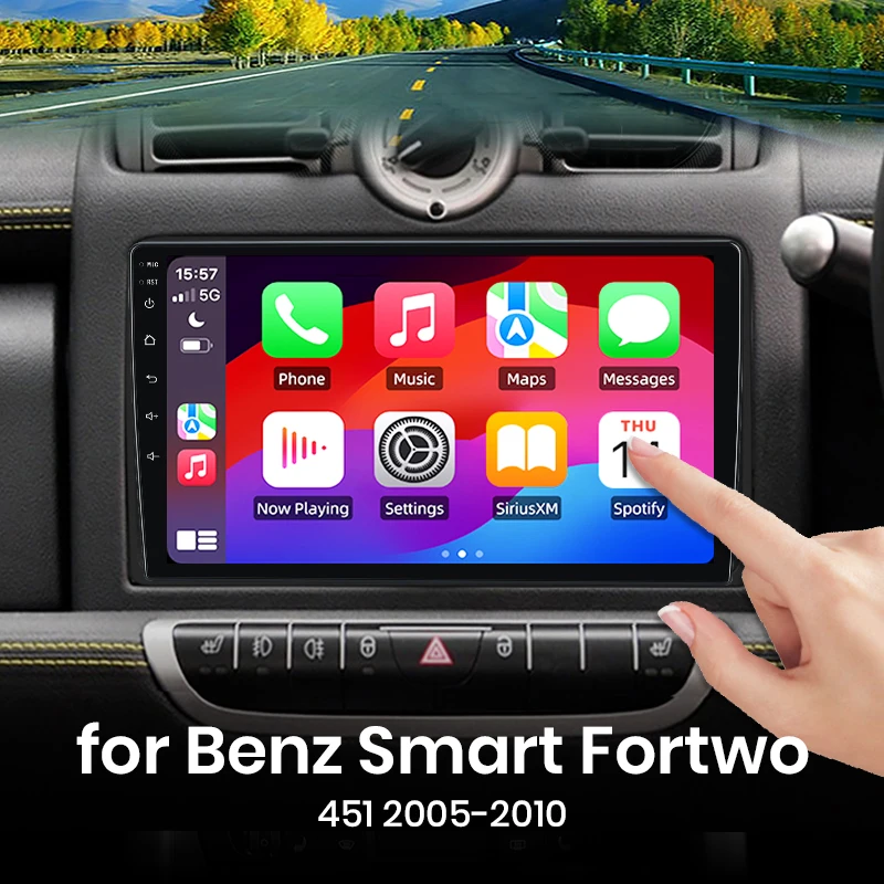 Para Mercedes Benz Smart Fortwo 451 2005-2010 inalámbrico CarPlay Apple Android Auto Radio GPS RDS WiFi BT 4G Multimedia estéreo 1