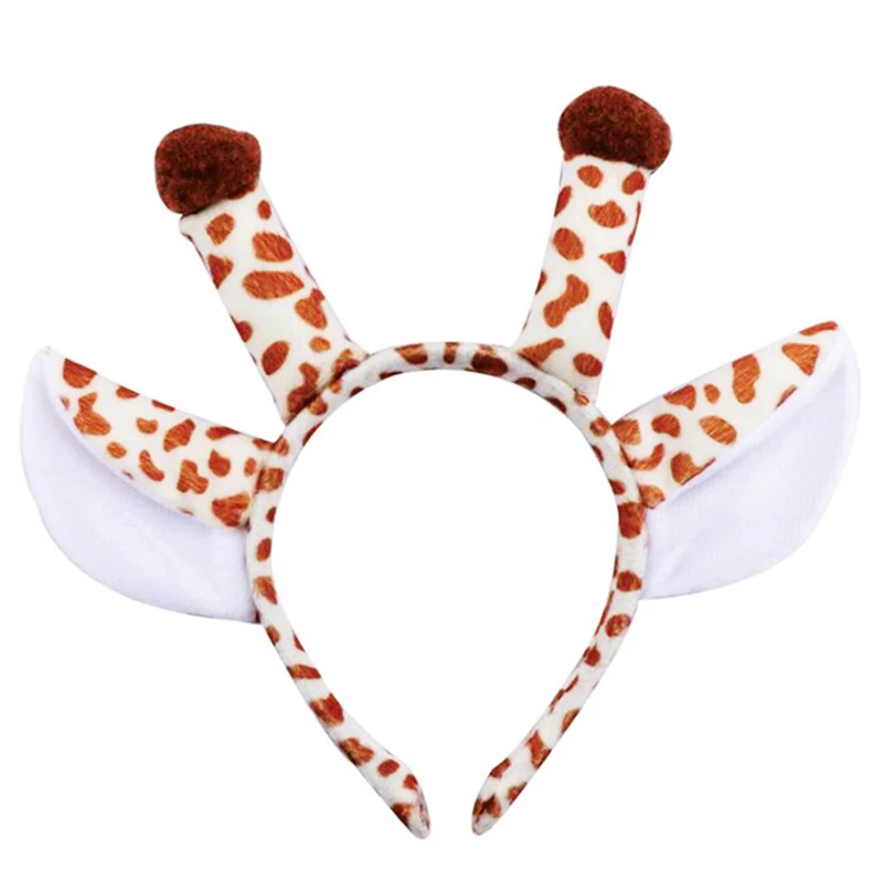 1Pcs Cartoon Giraffe Tiger Hairband Child Adult Animals Ears Headband Cosplay Costume Hair Band Birthday Party Prop Decoration