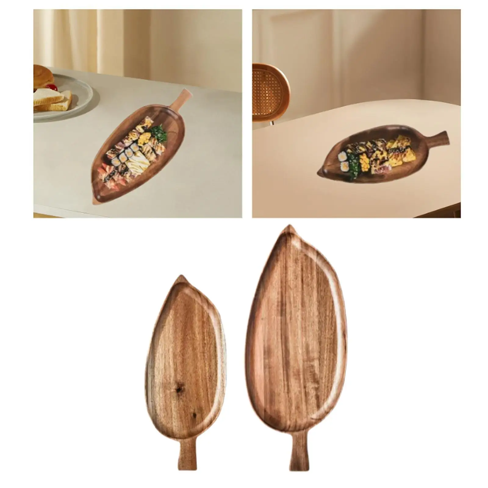 Decorative Wooden Serving Tray Rectangular Snack Platter Table Centerpiece Elegant Wood Plate for Kitchen Parties