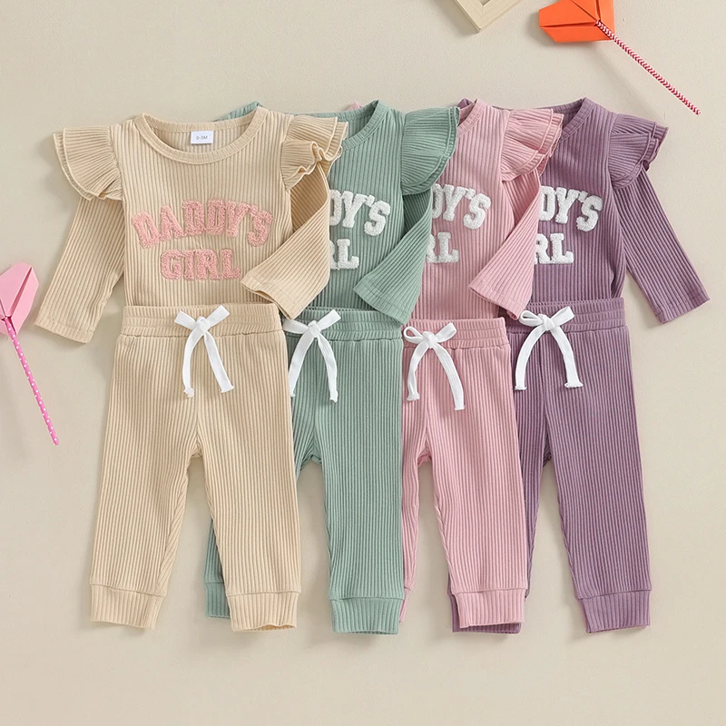 Baby Girl Ribbed Romper Set 1