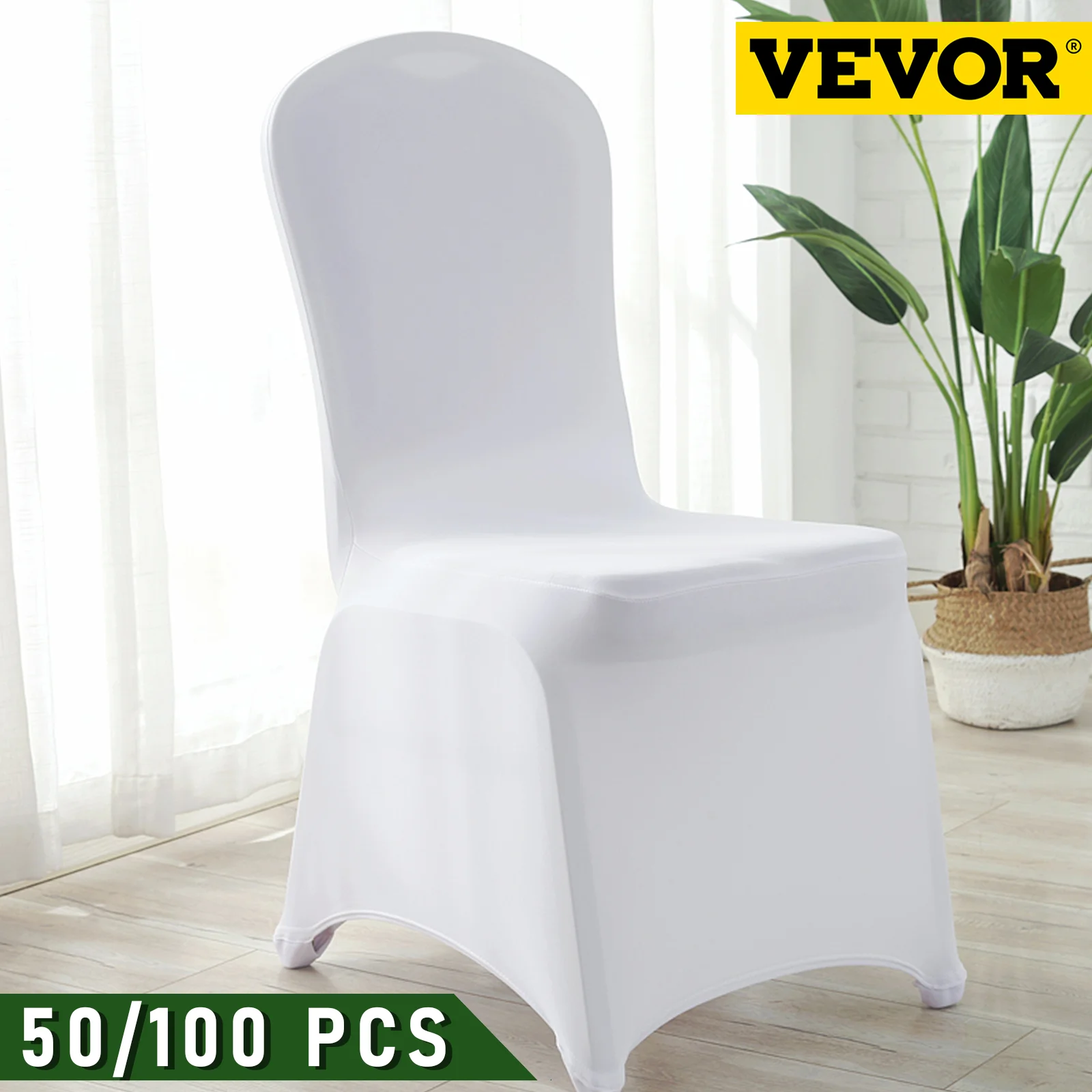 Universal 150PCS Chair Covers White Spandex Stretch Folding Wedding Flat Front 