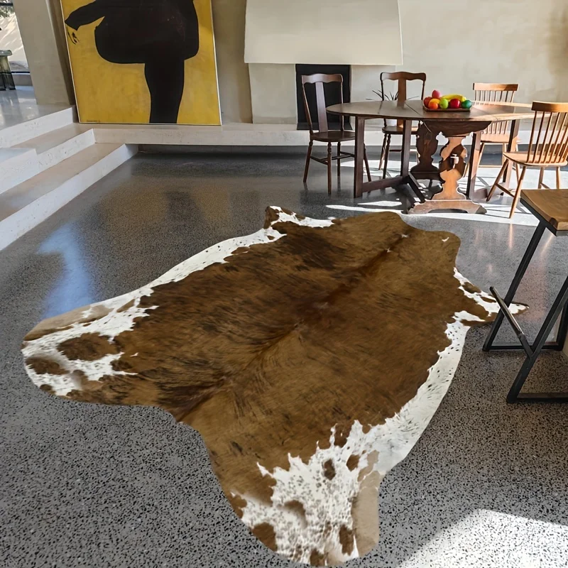 Cowhide Carpet Cow Print Rug American Style for Bedroom Living Room Cute Animal Printed Carpet Faux Cowhide Rugs for Home Decor