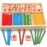 Children's math teaching aids, counting sticks, arithmetic learning box, wooden educational toys, Montessori education 2