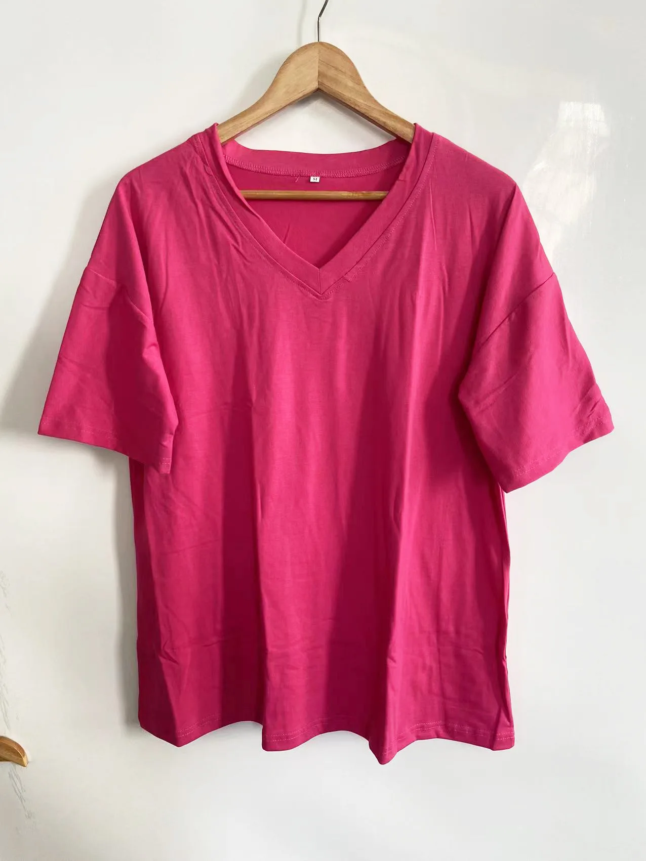 Women's Short Sleeve T Shirt - Cotton Broadcloth Polyester Fabric Top, Loose Fit Tee