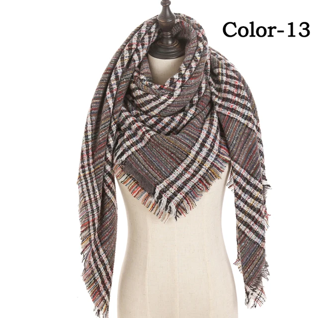 2021 new Cashmere Scarf For Women Plaid Knitted Triangle Pashmina Winter Warm Shawl Wraps Bufanda Female Soft Neck Echarpe UE-13