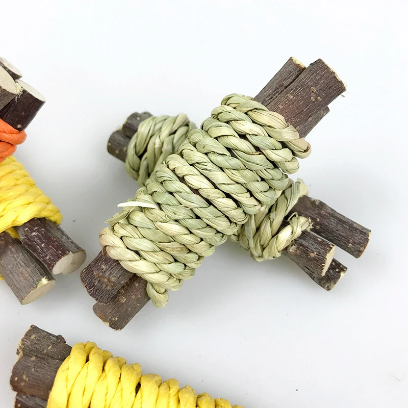 Rabbit Chew Toy Organic Natural Apple Wood Grass Pet Bunny Rabbit Toys For Chinchilla Guinea Pigs Hamster Utensils Accessories pet chew toys pet toys pet teeth grinding toy hamster toy