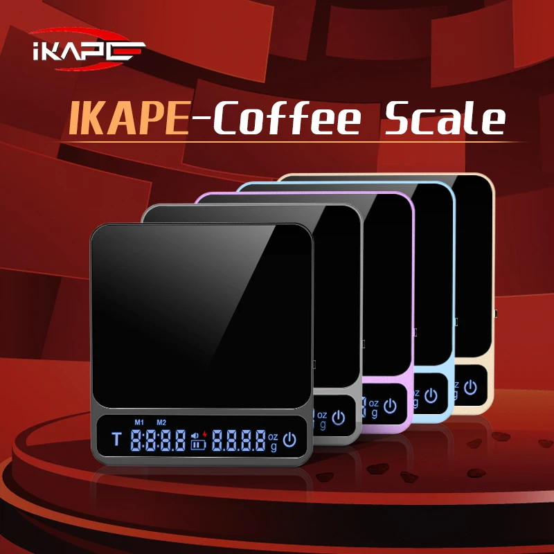 IKAPE-báscula de café V2, báscula de Espresso de aluminio Premium con temporizador, 2kg/0,1g, báscula de goteo recargable de alta precisión