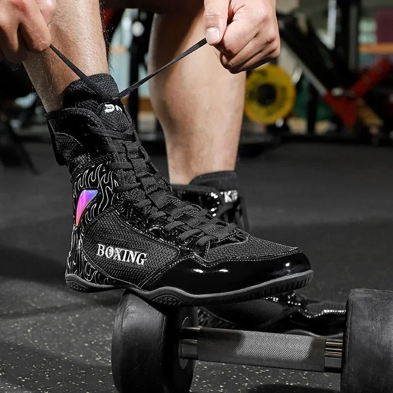 Durable High-Top Boxing & Fighting Shoes for MMA Kickboxing Muay Thai-Ideal for Indoor Training & Professional Matches