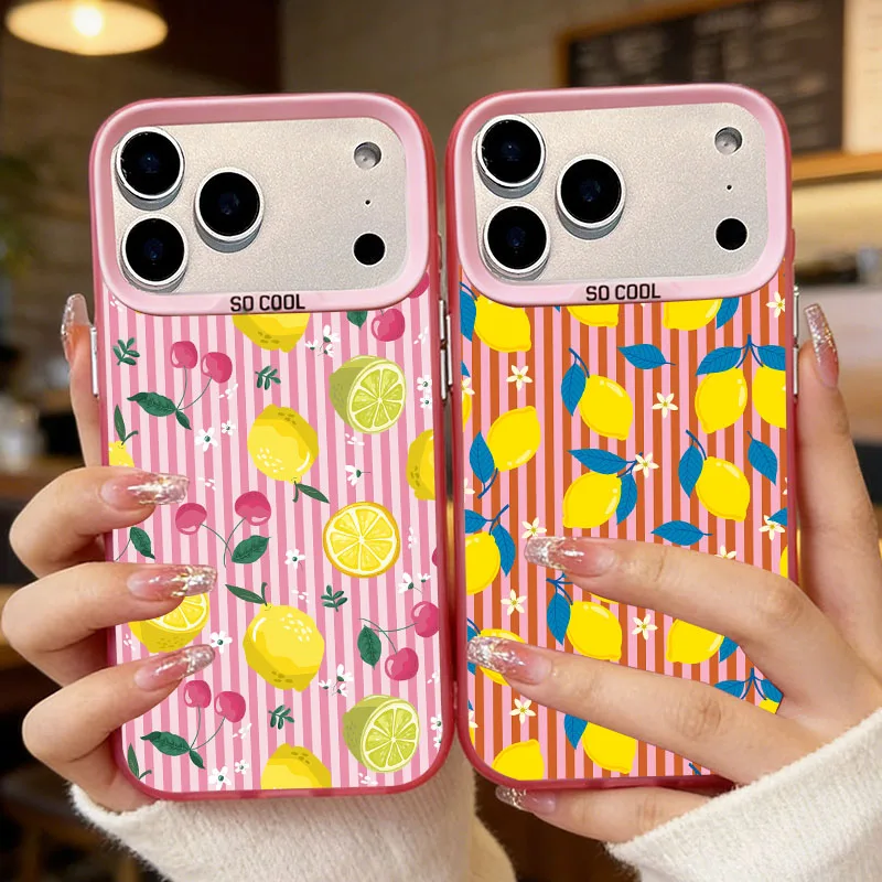 Summer Fruit Lemon Flower Striped Design Phone Case