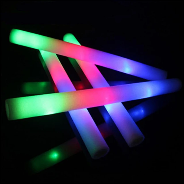 1/10Pcs LED Foam Glow Sticks Colorful RGB Luminous Fluorescent Foam Stick  Cheer Tube Dark Lighting For Xmas Birthday Party Decor - AliExpress