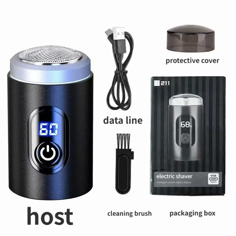 Barbeador elétrico: navalha compacta recarregável, lavável e pronta para carro para homens com display digital e bateria de longa duração