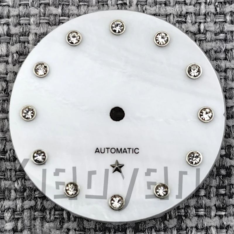 Elegant 24.5mm White Mother of Pearl Women's Watch Dial with Star Sign and Diamond Index