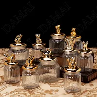 Golden Animal Decorative Storage Jar Sealed Glass Jars Spice Organizer Can Candy Container Dried Fruit Organizer Tea Canister 1
