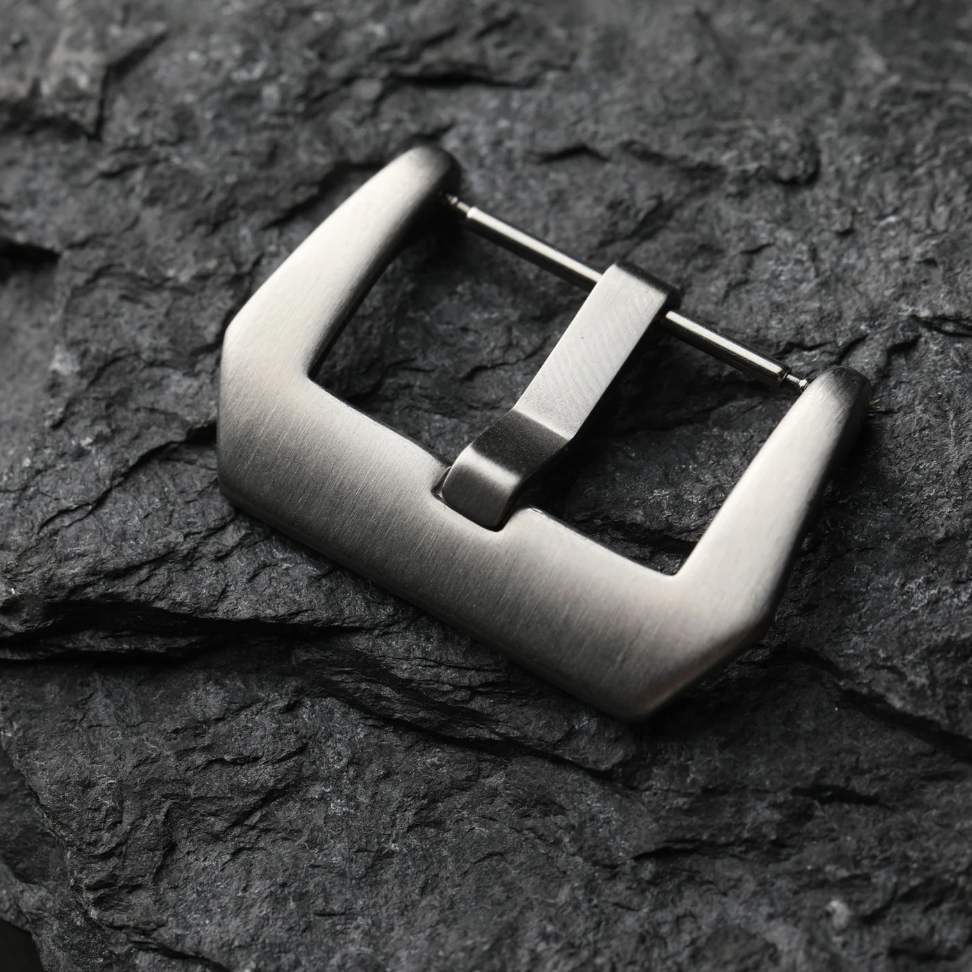 Premium Stainless Steel & Black Titanium Buckle with Genuine Leather Watch Strap - Silver/Black