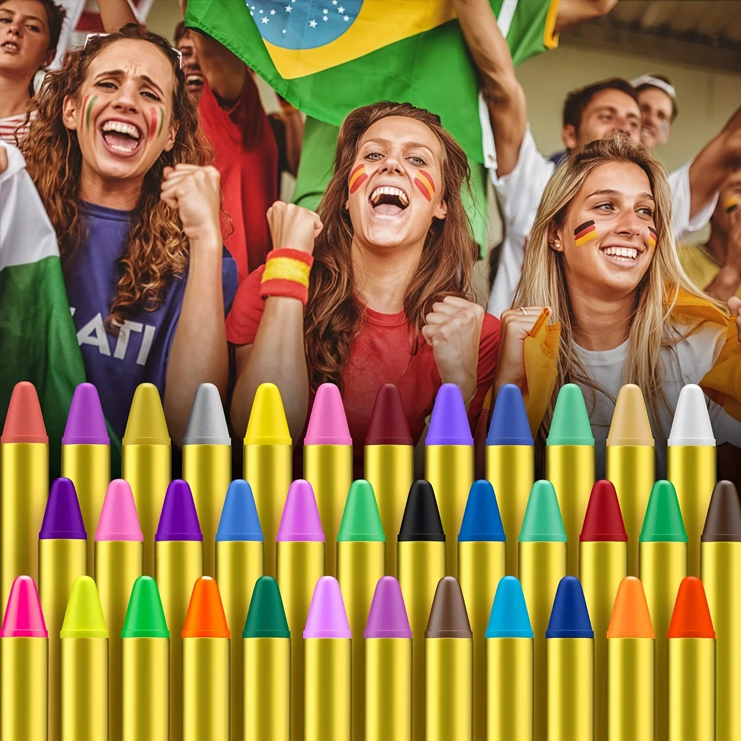 28/36pcs Face Paint Crayons Set Makeup Sticks,Non-Toxic Safe Face&Body Painting Art Crayons kit for Halloween,Cosplay,Mardi Gras