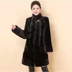 Women 2024 Winter Faux fur Coat Long Natural Black Fur Mink Coats And Jacket Female Warm Soft Vintage Clothes 6XL T92