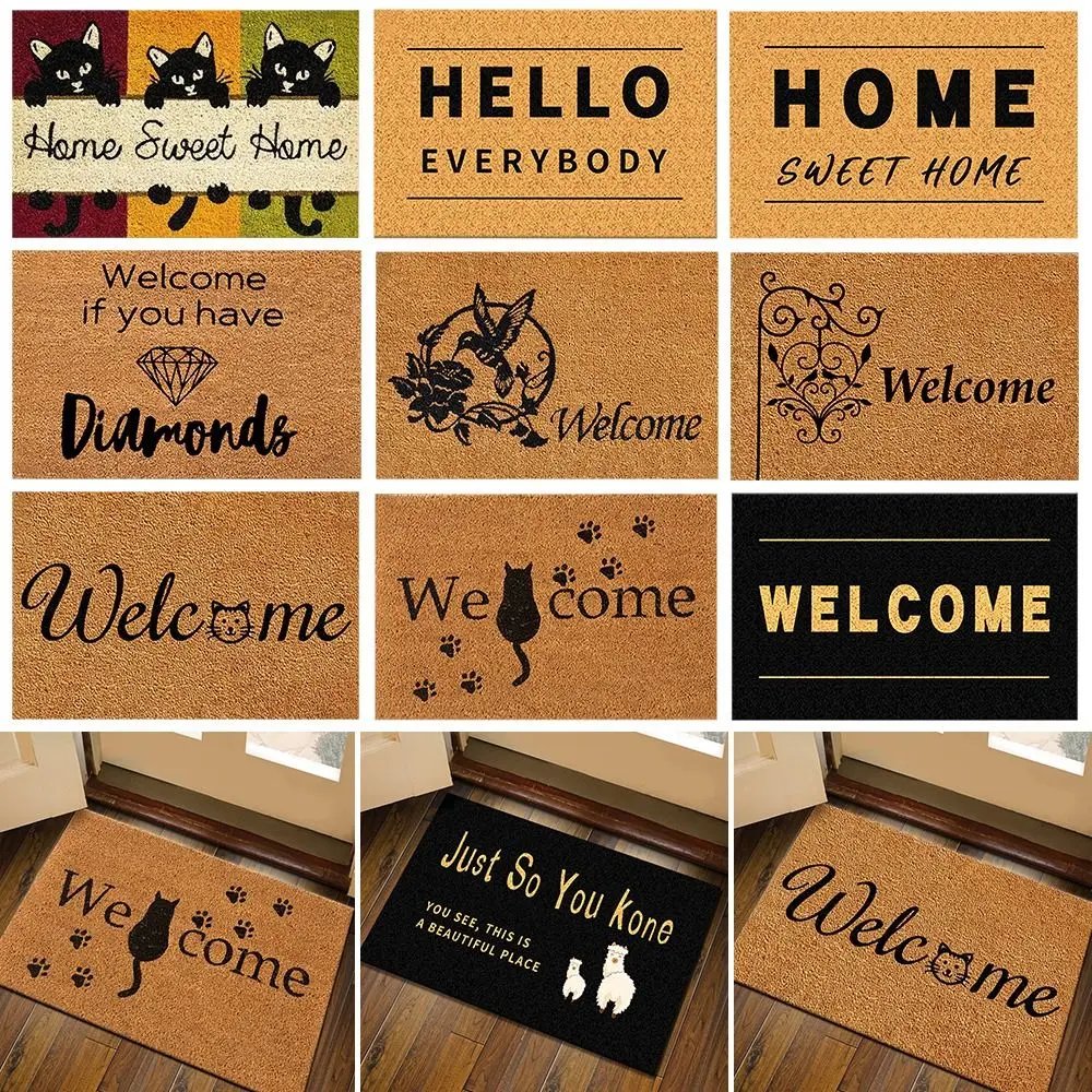 

Household Welcome Entrance Bath Rugs Non-Slip Floor Mat Doormats Imitation Coconut Fiber Carpets