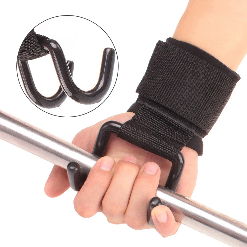 Weight Lifting Gloves Hooks Wrist Straps Heavy Duty Pull-ups Power Lifting