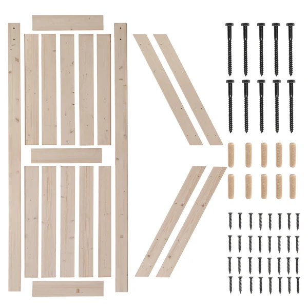  原木色 84*30in 云杉木 不含滑轨 K形 推拉门 谷仓门 木门-29