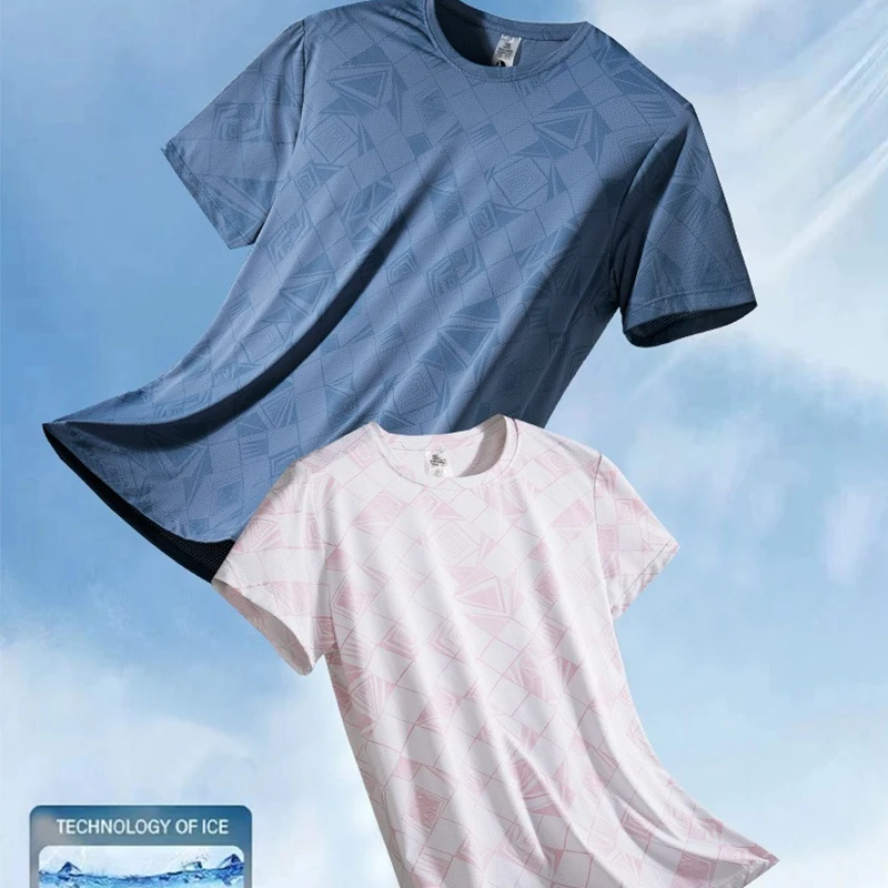 تي شيرت كاجوال بأكمام قصيرة للرجال والنساء مسامي م...