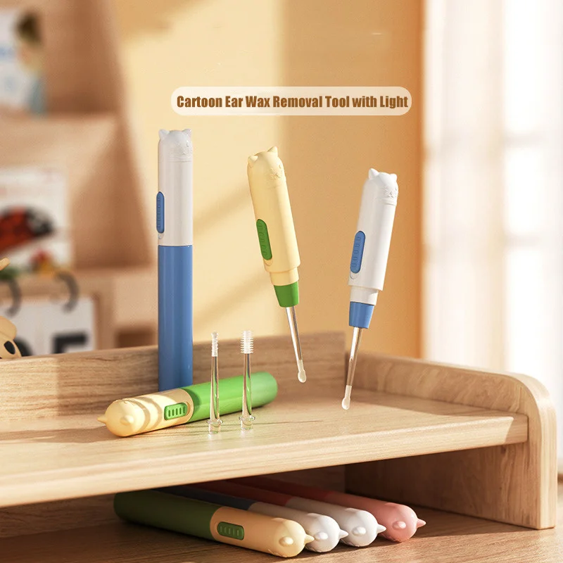 Baby Earpick With Light Cartoon Ear Wax Remover Luminous Ear Cleaning Tweezer Tool For Toddler Baby Health Care Tools