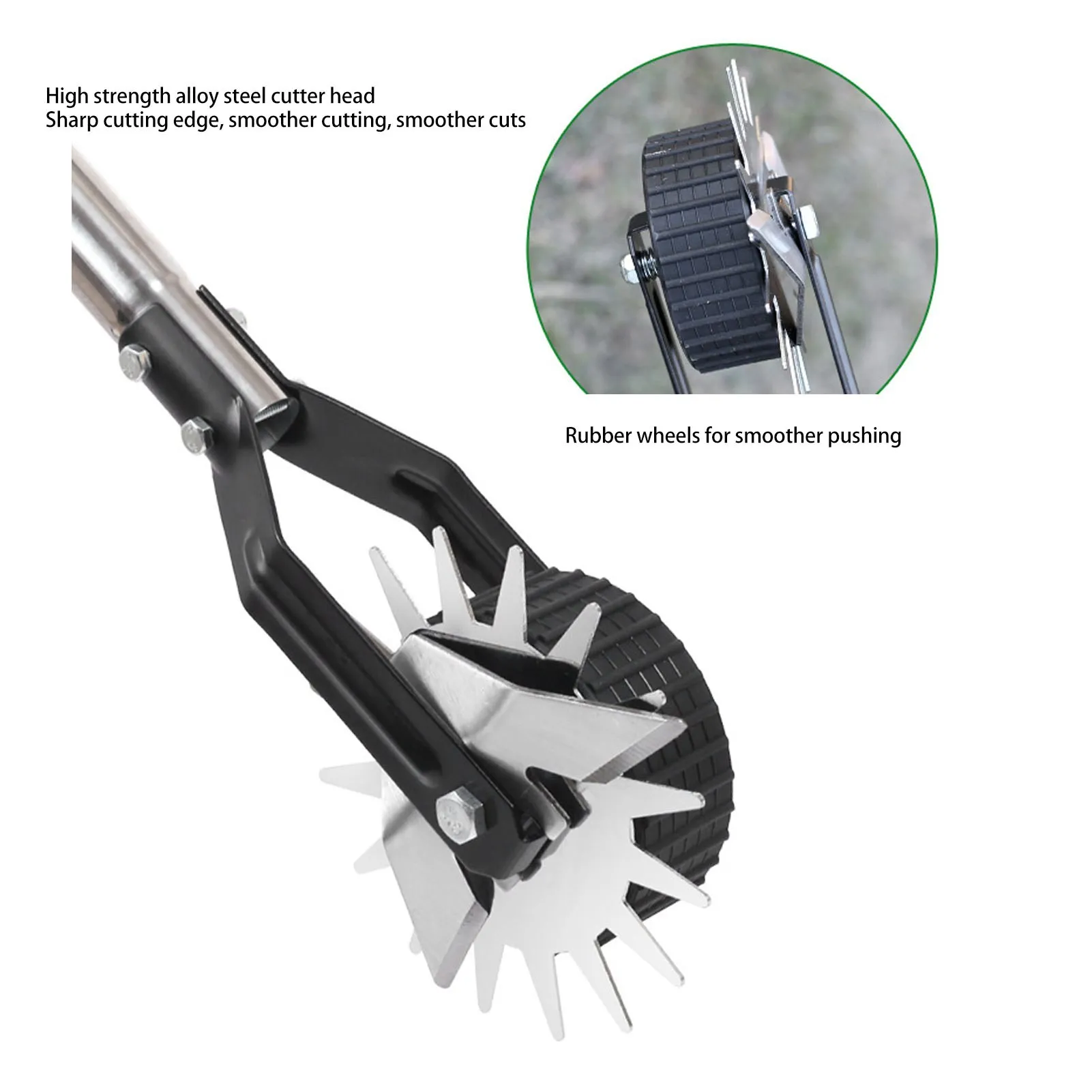 Rotary Lawn Edger Manganese Steel and Stainless Steel Single Wheel Rust Resistant Lawn Edging Cutter Serrated Blade for Garden 6