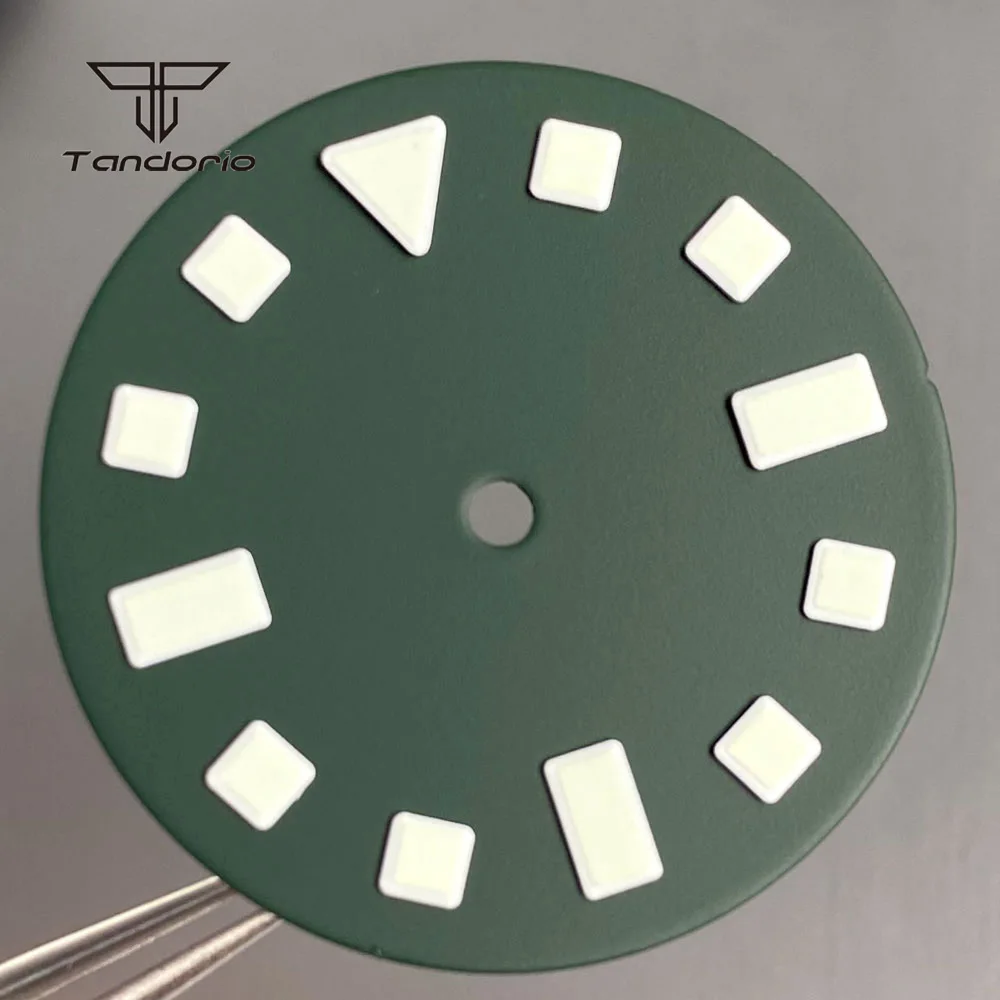 Matte Finish 29mm Watch Dial with Green Luminous Details in Blue/Black/Green