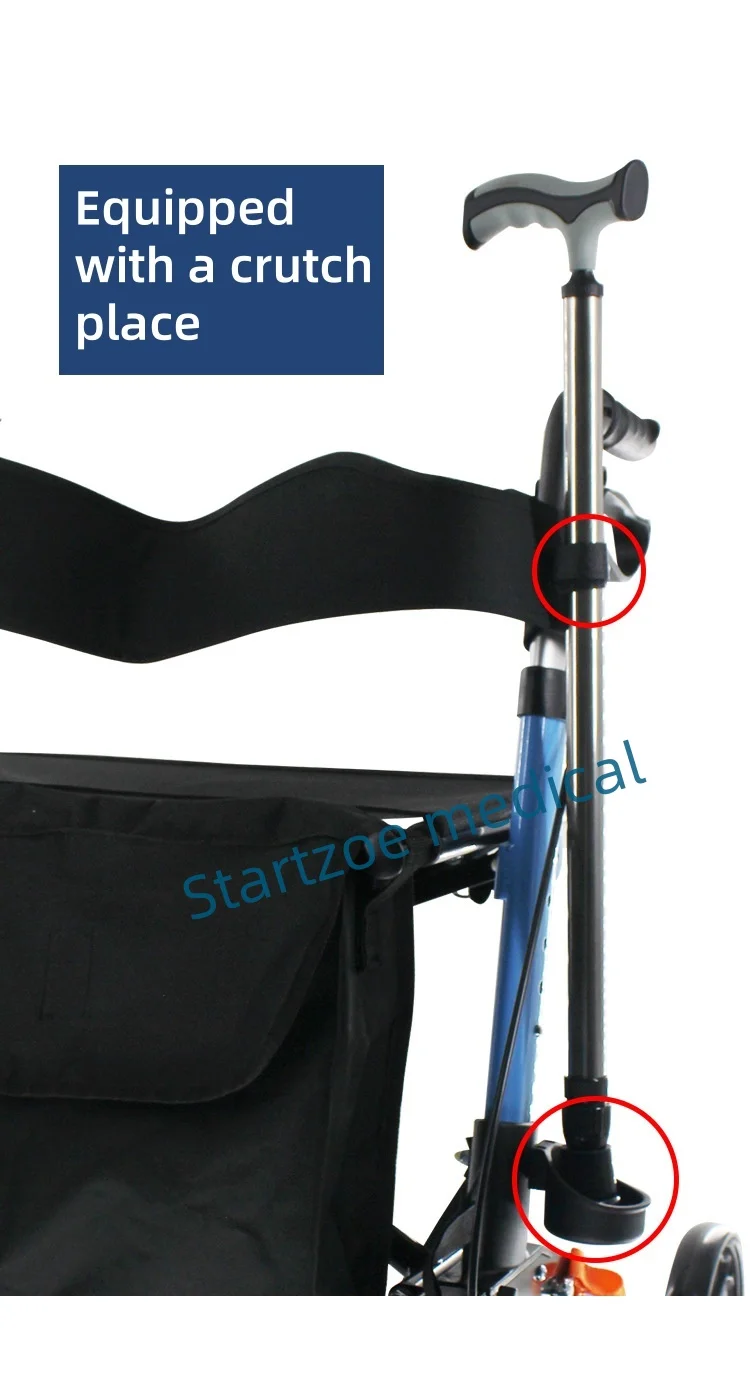Four-legged Walking Assist Rollator Walker Aluminum Alloy Folding  Pulley Training Mobility Aid Small Wheelchair Walkers Rollato 6