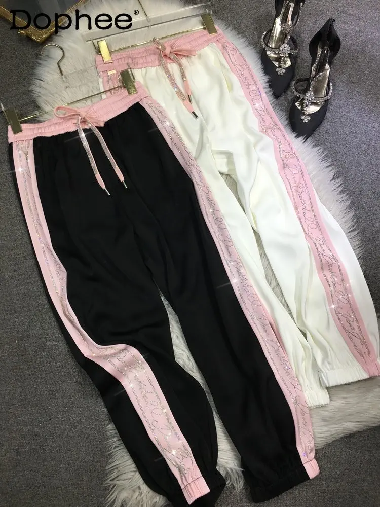 pantaloni-casual-neri-lucidi-con-strass-pesanti-pantaloni-estivi-nuovi-da-donna-pantaloni-sportivi-in-raso-con-elastico-in-vita-abbinati-a-colori-dimagranti-larghi