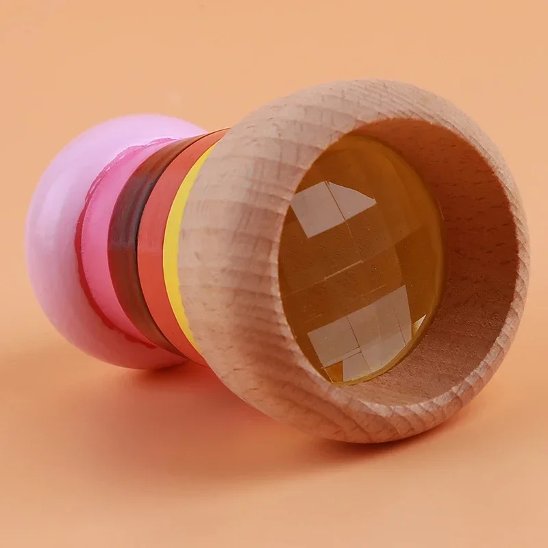 Wooden Magical Mini Kaleidoscope Toys Bee Eye Effect Polygon Prism Children Learning Early Educational Toy for Kids Puzzle Games