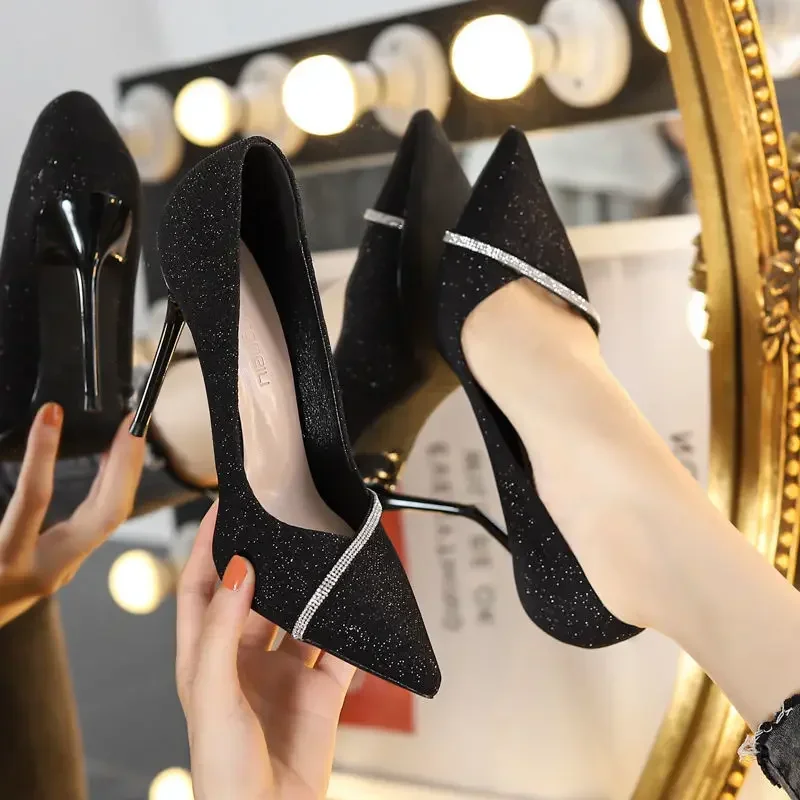 Ladies Shoes 2024 Fashion Basic Women's High Heels Sexy Party Pumps Women Crystal Slip-on Spike Thin Heels Female Shoes Zapatos 3