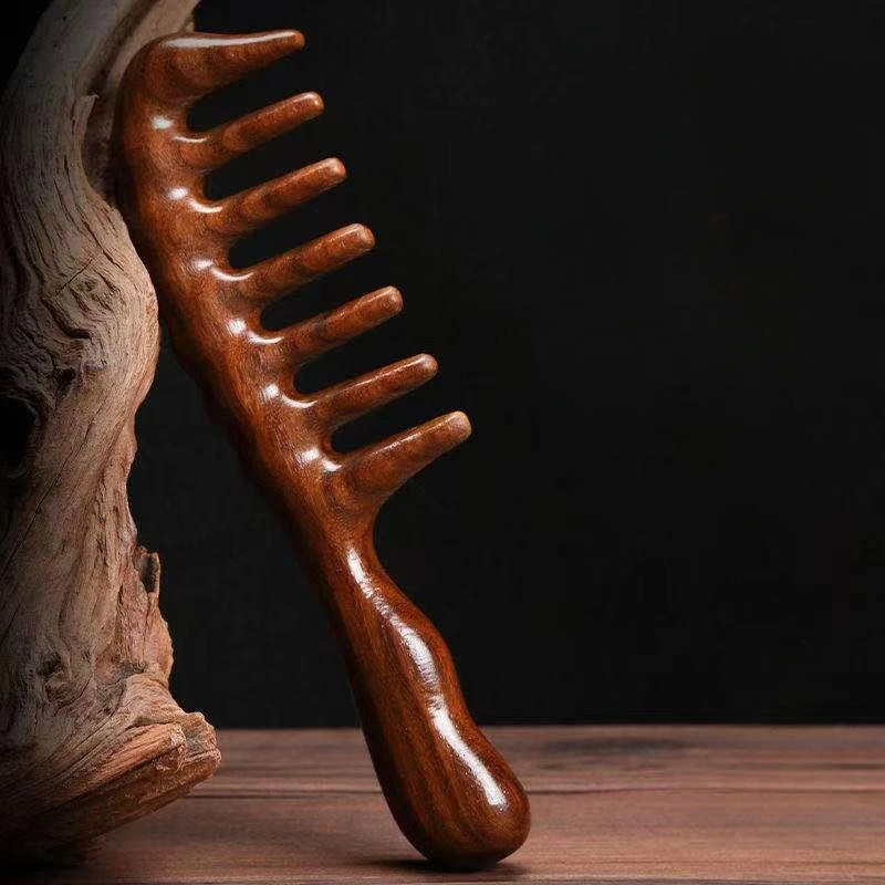 

Natural Sandalwood Head Meridian Comb Massage Comb Large Wide Teeth Long Hair Perm Hair Treatment Wood Comb Anti-static