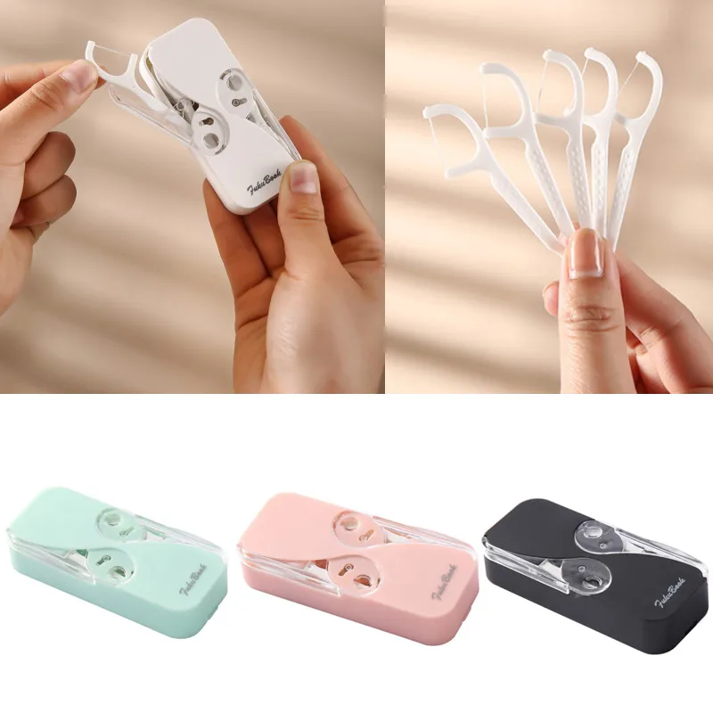 

Portable Mini Dual Switch Dental Floss Storage Box Dustproof Waterproof Automatic Eject Floss Organizer Floss Stick Container