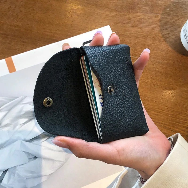 Coin purse coin wallet change bag custom letters fashion women small coin purse genuine leather mini envelope change bag simple buckle large capacity card bag