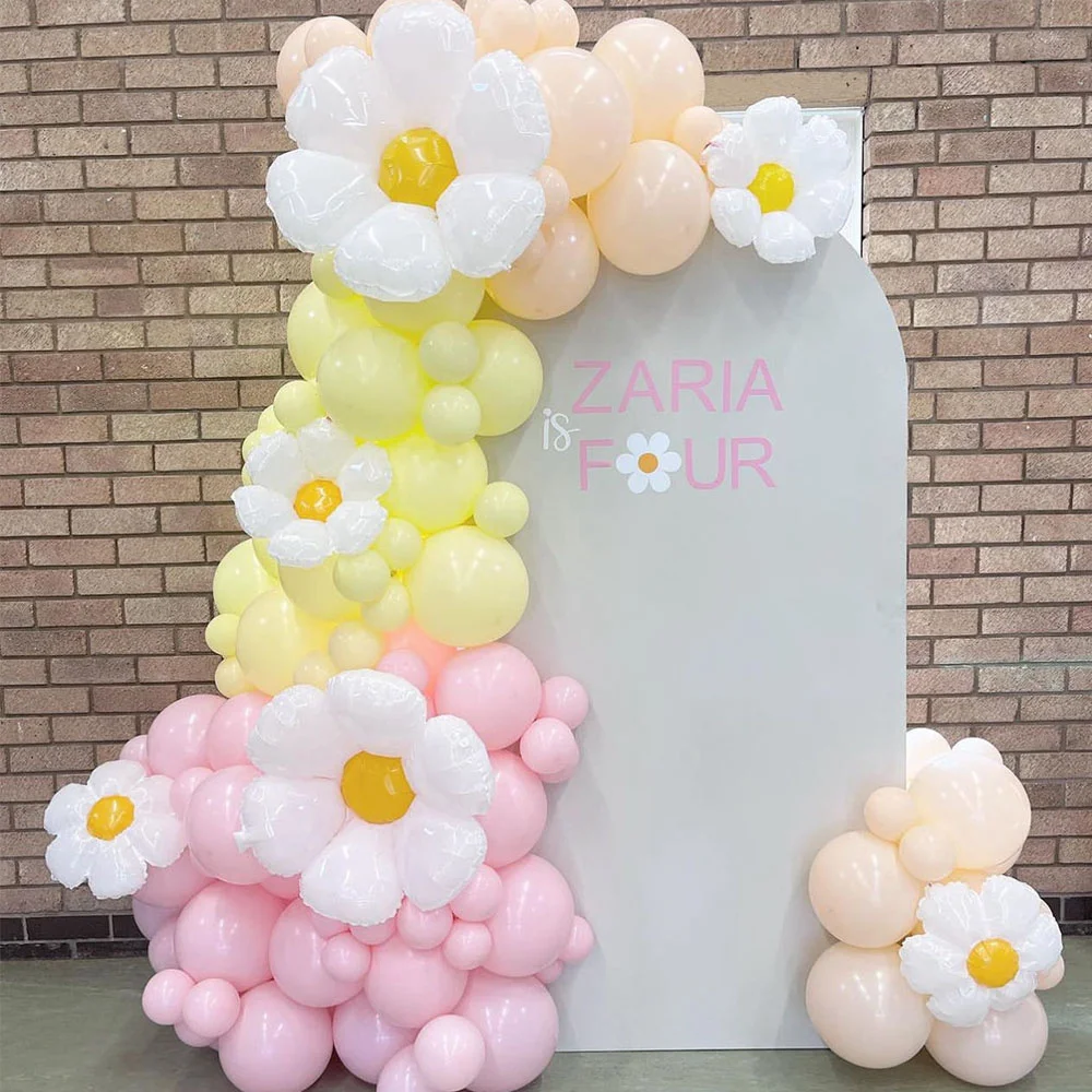 

118pcs Daisy Balloons Garland Arch Kit Retro Pink orange Yellow Latex Globos Wedding Birthday Party Decorations Kids Baby Shower