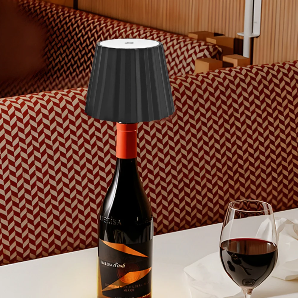 LED Table Lamp Rechargeable 2000mAh Wireless Touch Table Lamp 3 Colors Dimmable LED Wine Bottle Lamp for Family Restaurant & Bar