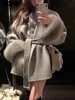 BZVW High End Double-sided Wool Strapping Coat Women's Removable Cuffs Fox Fur Temperament Double-sided Cashmere Short Jacket 1