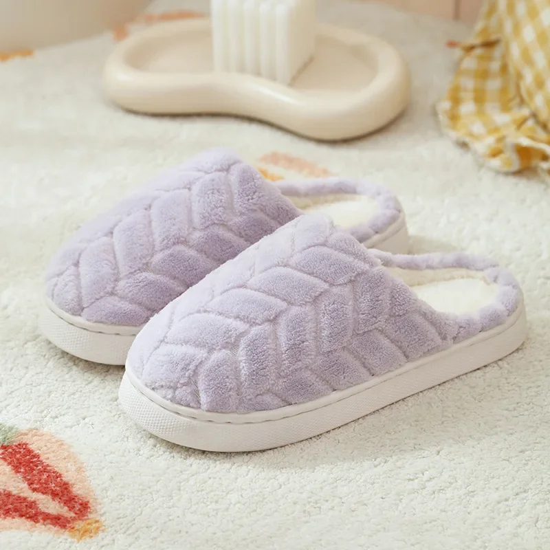 2025 Pantoufles chaudes d'hiver en peluche – Chaussures d'intérieur antidérapantes pour couple confortable, pantoufles de maison unisexes douces avec semelle épaisse et bout fermé