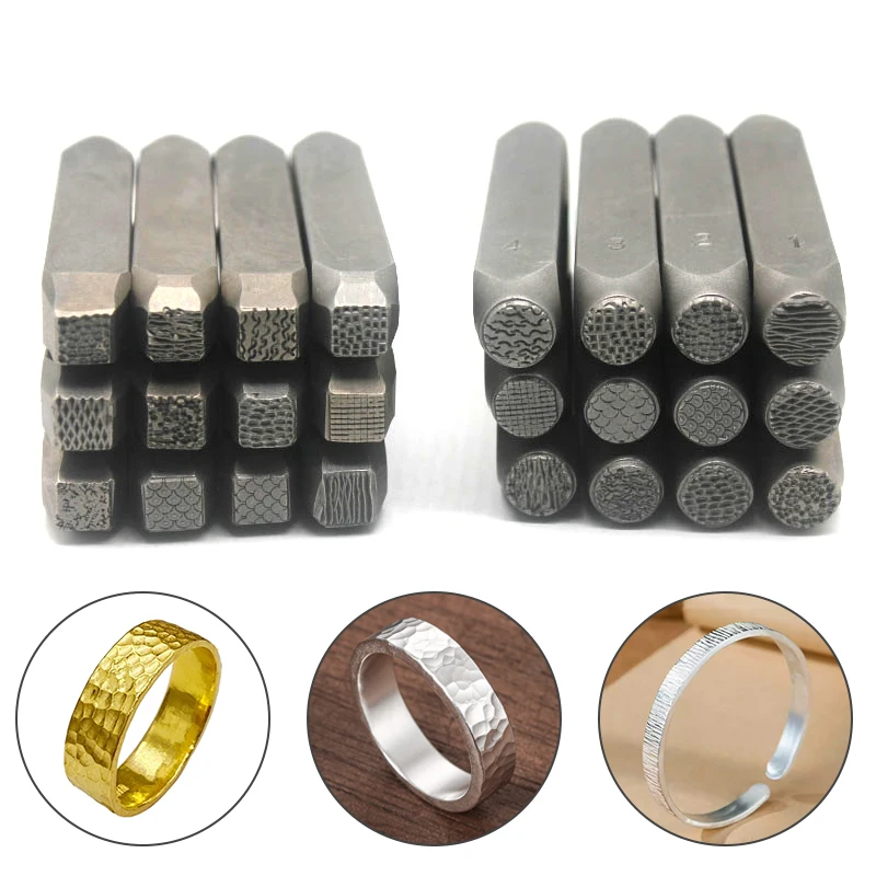 Piece Texture Metal Stamp Round Square Jewelry Stamping Punch