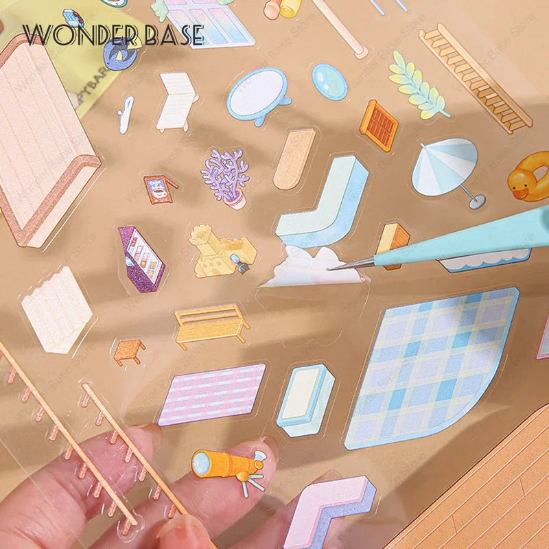 3D Cartoon Capybara DIY Landscape Sticker Miniature Scene Pocket Cabin Scene Stacking Gift for Kid Child cartoon stickers,decorative stickers,self adhesive stickers,custom stickers,stationery stickers,anime stickers,paper stickers,adhesive stickers,decorative labels stickers,animal stickers