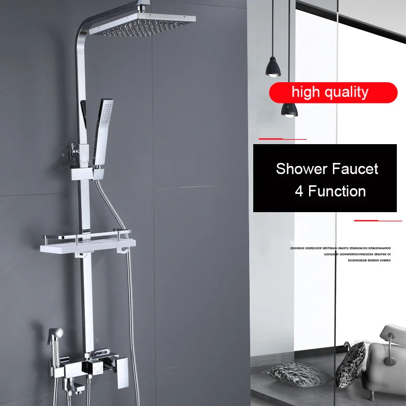 Description Picture 5 of itemShower Faucet Set Rainfall Sliver High Quality All Metal Bathtub Mixer Tap 4-way With Bidet Stainless Steel