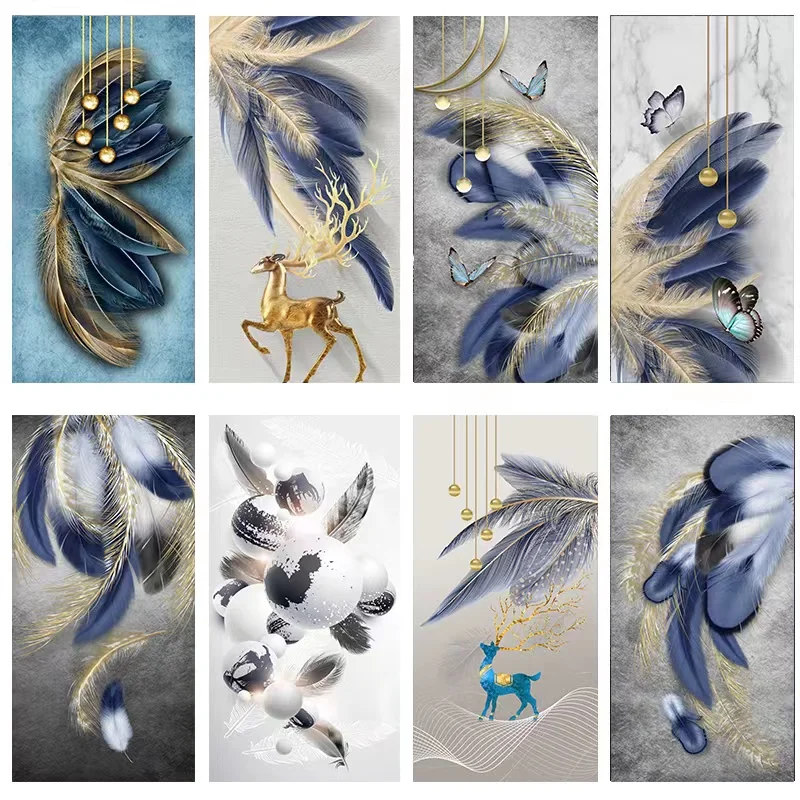 Semplice Moderno Astratto Piuma Wall Art Pittura Portico Soggiorno Murales Poster Immagine Della Parete Immagine Decorativa Decorazione Della Casa