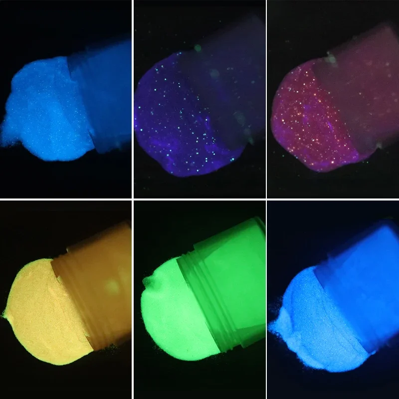 Ultrafine Luminous Dip Nail Powder Set Phosphor Dipping Glitter Glow in Dark Shining Fluorescent Natural Dry Chrome