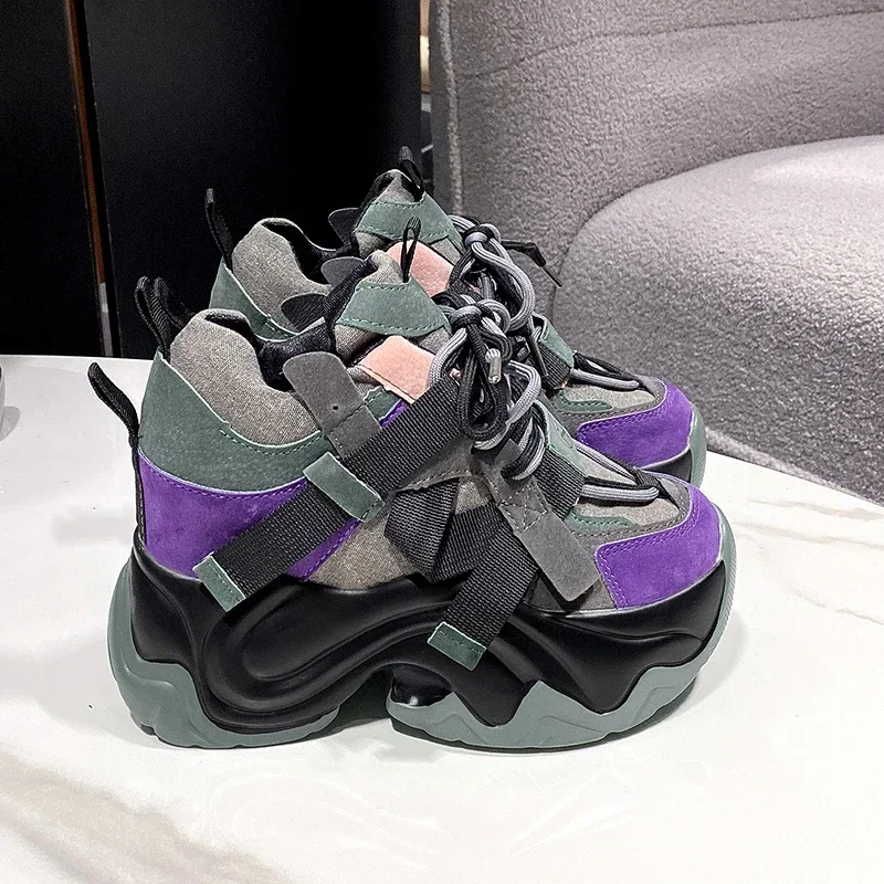 Women Chunky Sneakers New 2024 Autumn High Platform Dad Shoes