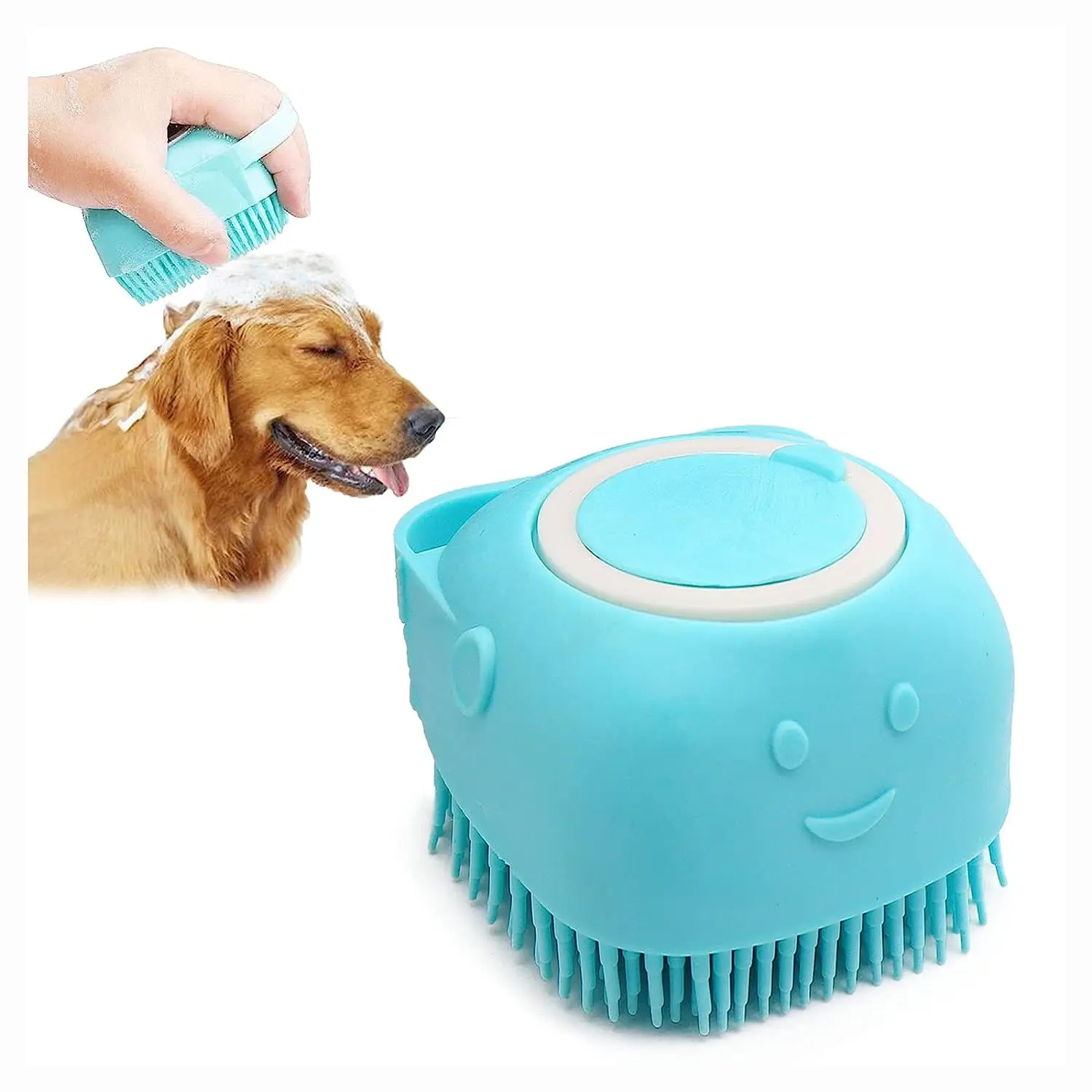 

Dog Scrubber for Bath Pet Bathing Brush Silicone Shampoo Massage Dispenser Brush for Short Long Haired Dogs and Cats Washing