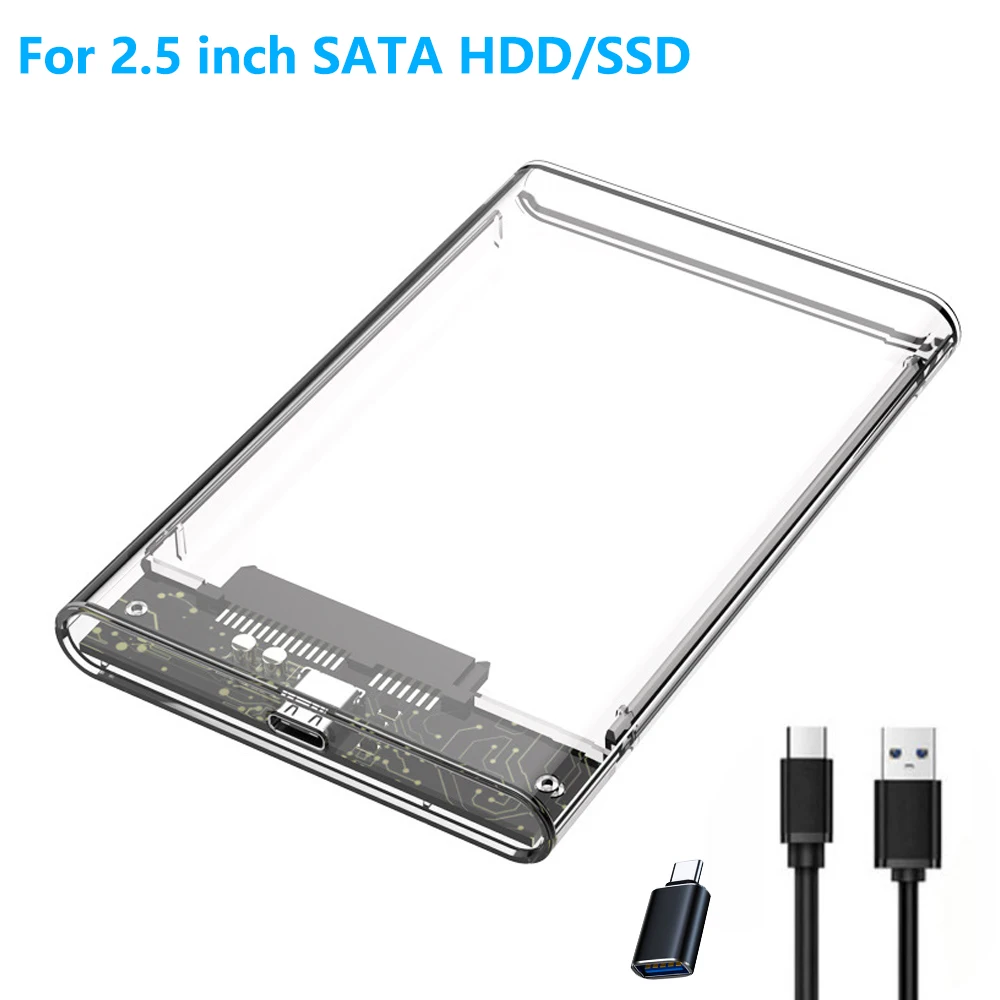 Custodia Yucun Per Hdd Ssd Da 2.5 Pollici Custodia Sata Materiale Abs Usb3.0 Type-C A 2.5 "Hard Disk Box Supporto Hd Esterno 6 Tb Uasp